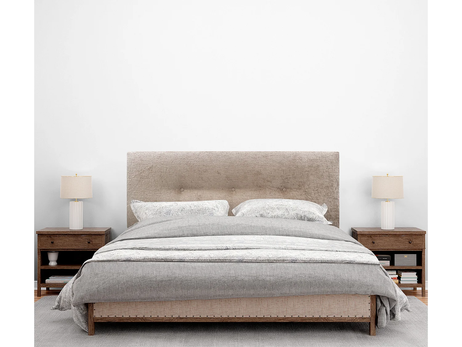 DHOME Kopfteil aus Naturwolle mit Knöpfen, 150 x 50 cm, Betten 150 – Hellbraun