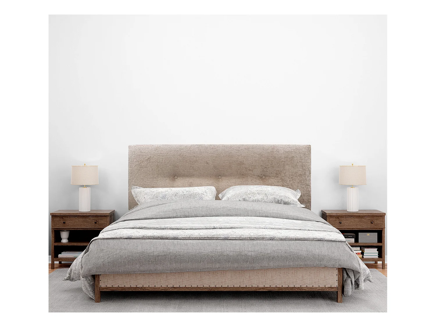 DHOME Tête de Lit Laine Naturelle avec Boutons 145x50cm Lits 140/135 - Marron Clair