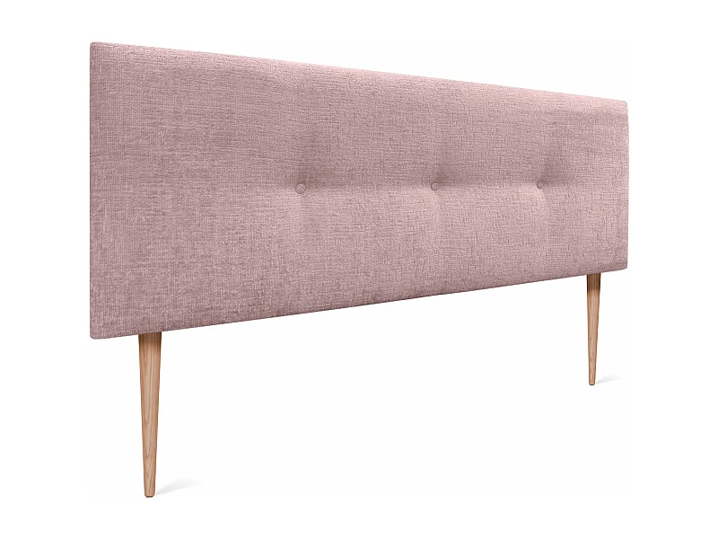 DHOME Tête de Lit Laine Naturelle avec Boutons 145x105cm avec Pieds de Lit 140/135 - Saumon