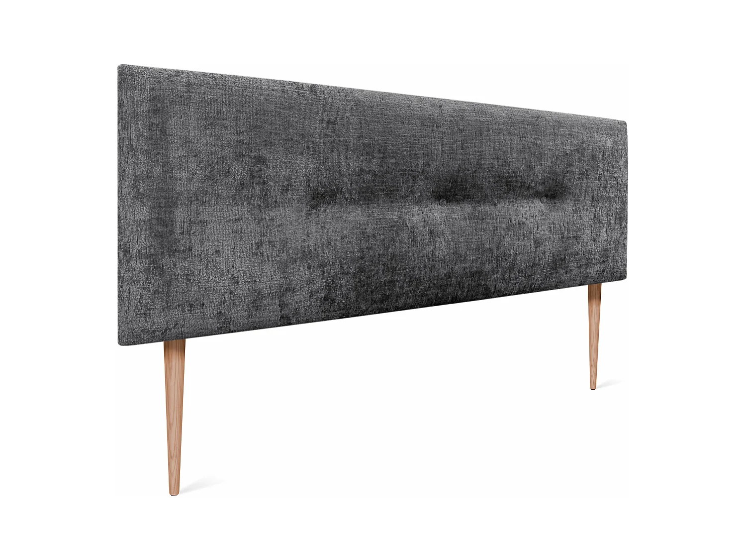 DHOME Tête de Lit Laine Naturelle avec Boutons 135x105cm avec Pieds de Lit 120/135 - Gris Foncé