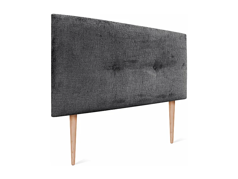 DHOME Tête de Lit Laine Naturelle avec Boutons 90x105cm avec Pieds de Lit 80/90 - Gris Foncé
