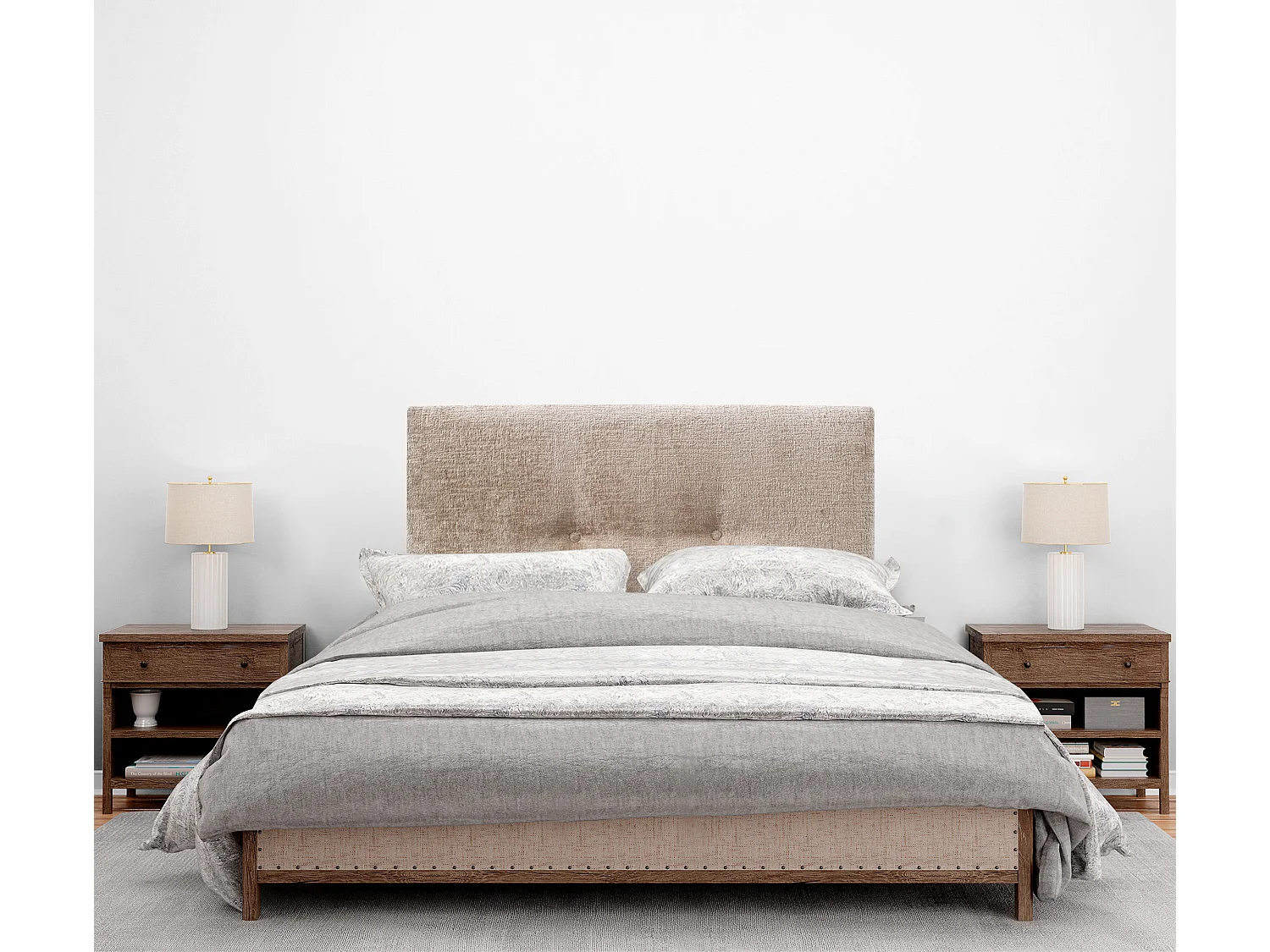 DHOME Tête de Lit Laine Naturelle avec Boutons 110x50cm Lits 105 - Marron Clair