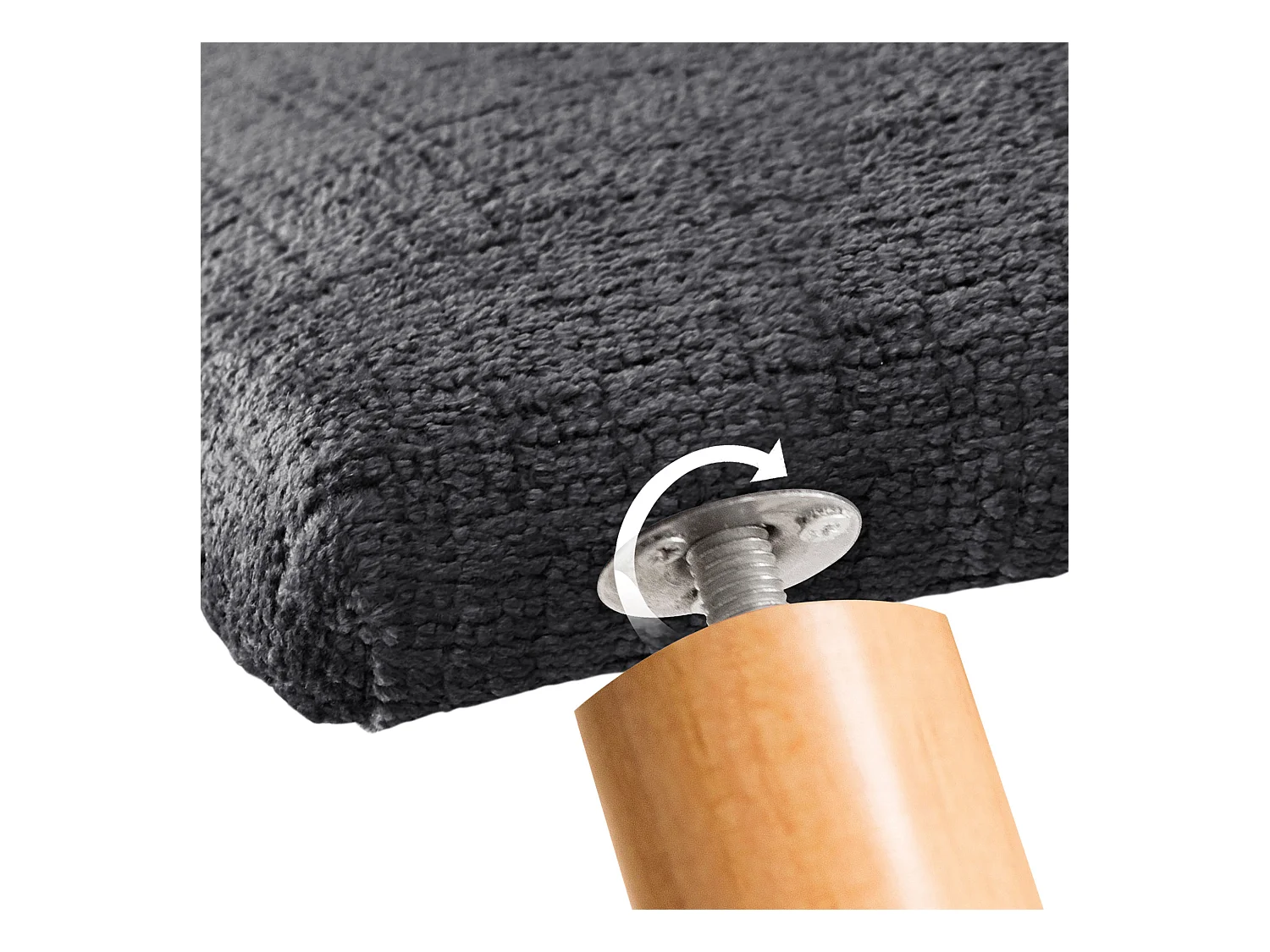 DHOME Tête de Lit Laine Naturelle avec Boutons 95x105cm avec Pieds de Lit 90 - Gris Foncé