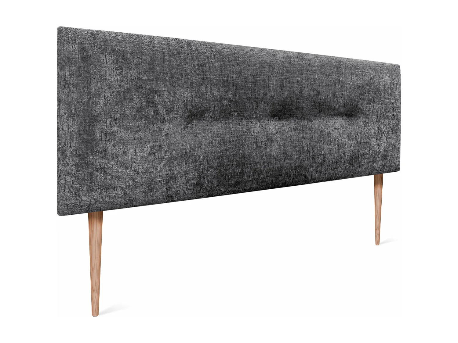 DHOME Tête de Lit Laine Naturelle avec Boutons 150x105cm et Pieds de Lit 150 - Gris Foncé