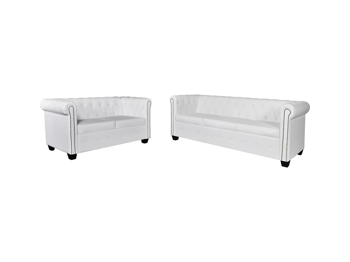 Canapé Chesterfield à 2 places et à 3 places blanc