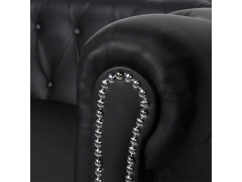 Conjunto sofás Chesterfield 2 + 3 lugares couro artific. preto