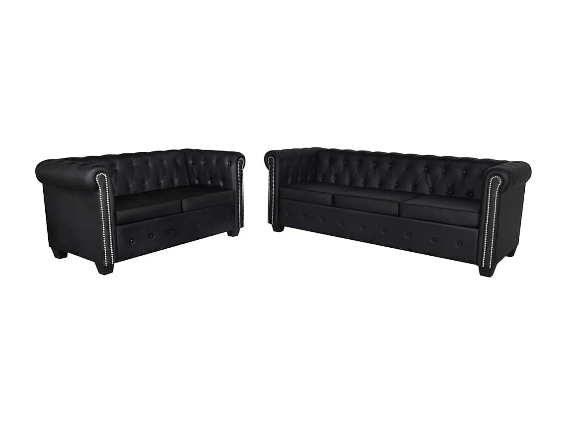 Canapé Chesterfield à 2 places et à 3 places noir