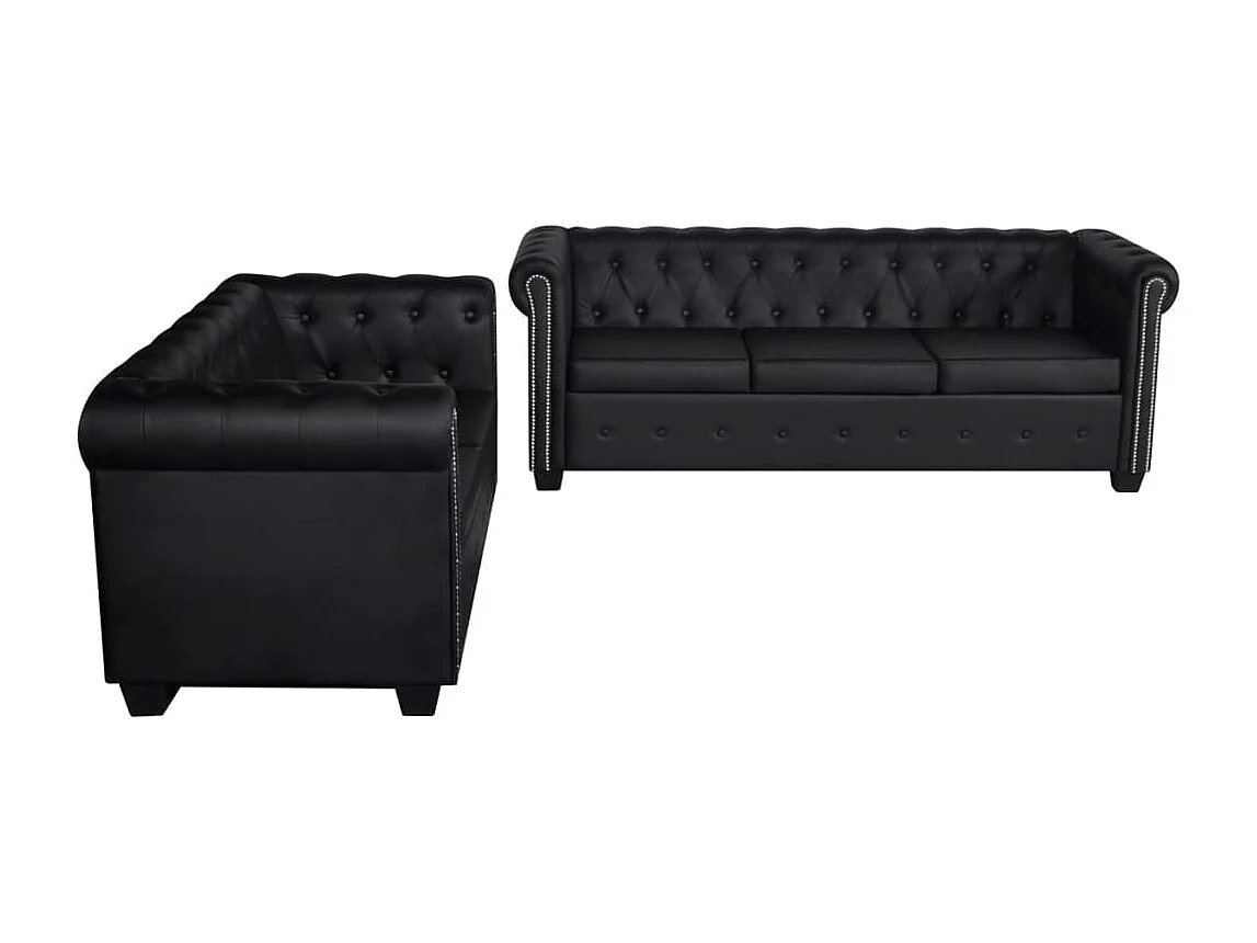 Canapé Chesterfield à 2 places et à 3 places noir