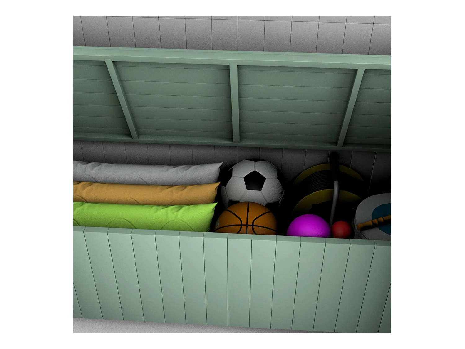 Banc de Jardin en Bois Coffre de Rangement Abribus Gardiun Alice Green 75x137x223 cm