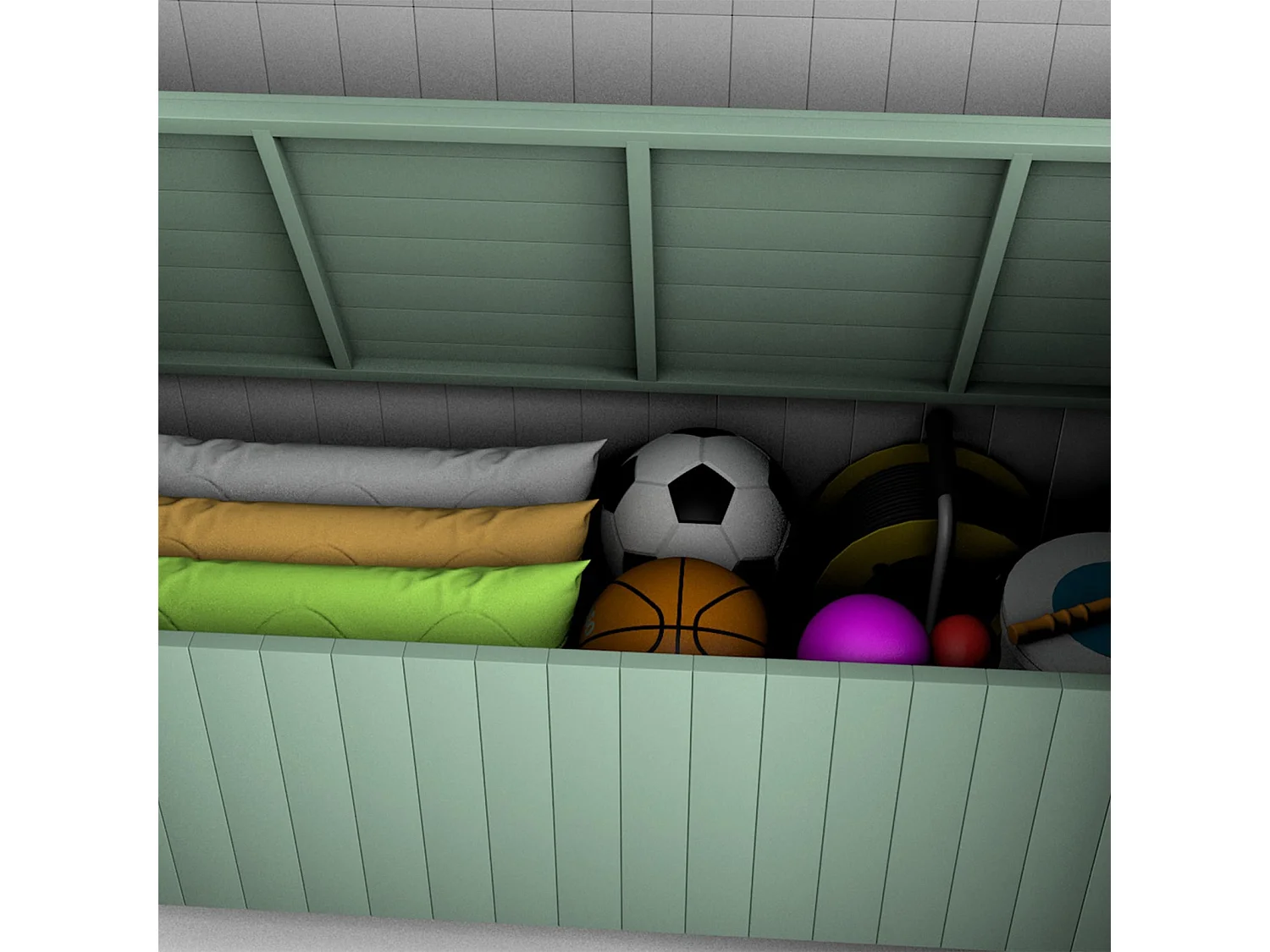 Banc de Jardin en Bois Coffre de Rangement Abribus Gardiun Alice Green 75x137x223 cm