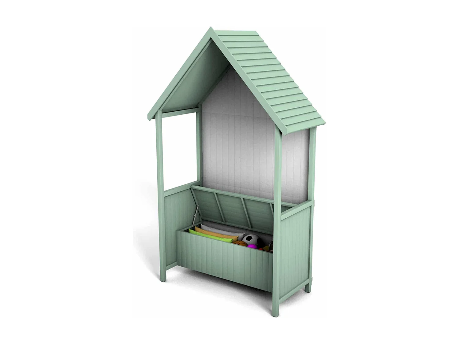 Banc de Jardin en Bois Coffre de Rangement Abribus Gardiun Alice Green 75x137x223 cm