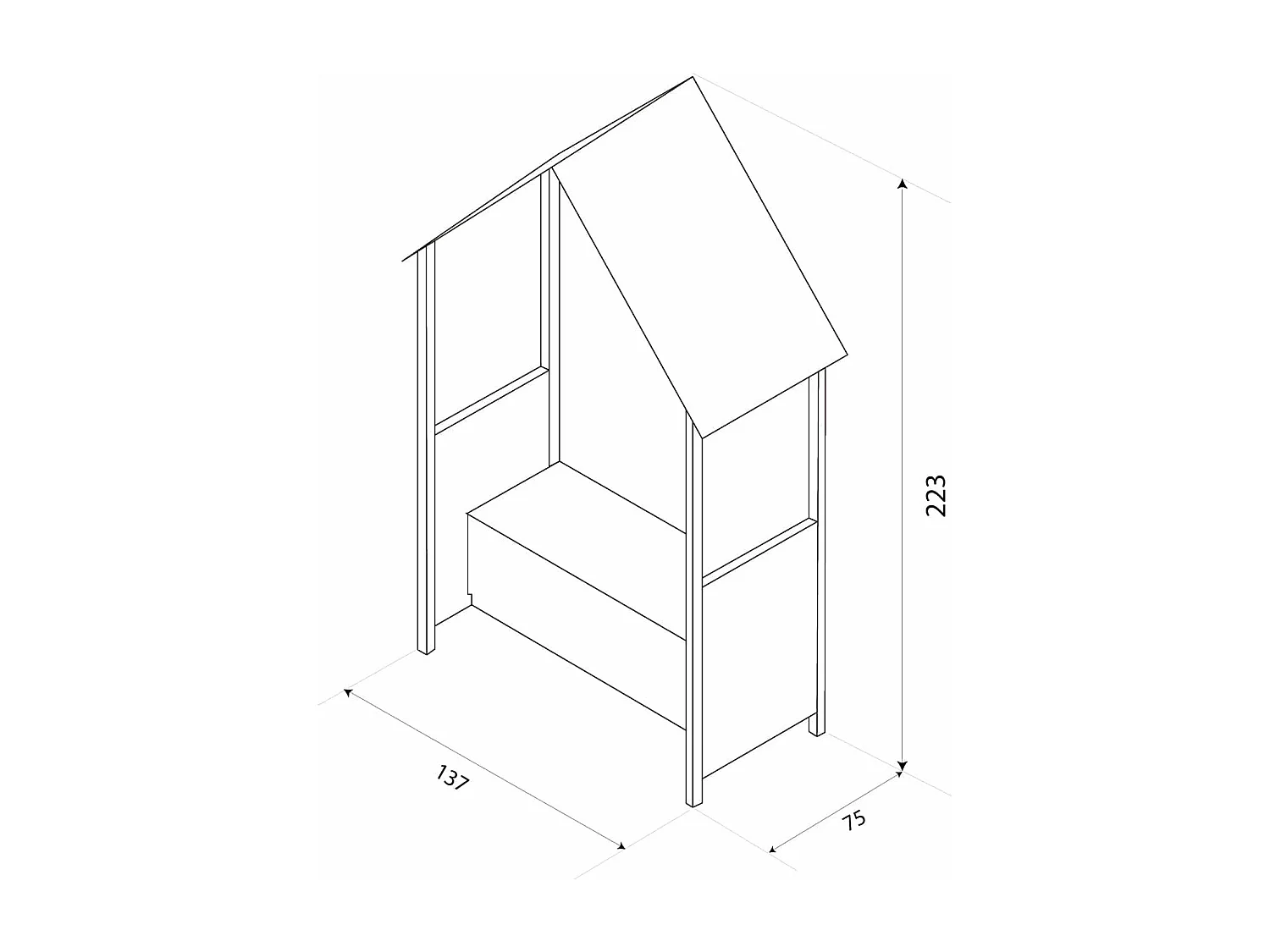 Banc de Jardin en Bois Coffre de Rangement Abribus Gardiun Alice Green 75x137x223 cm