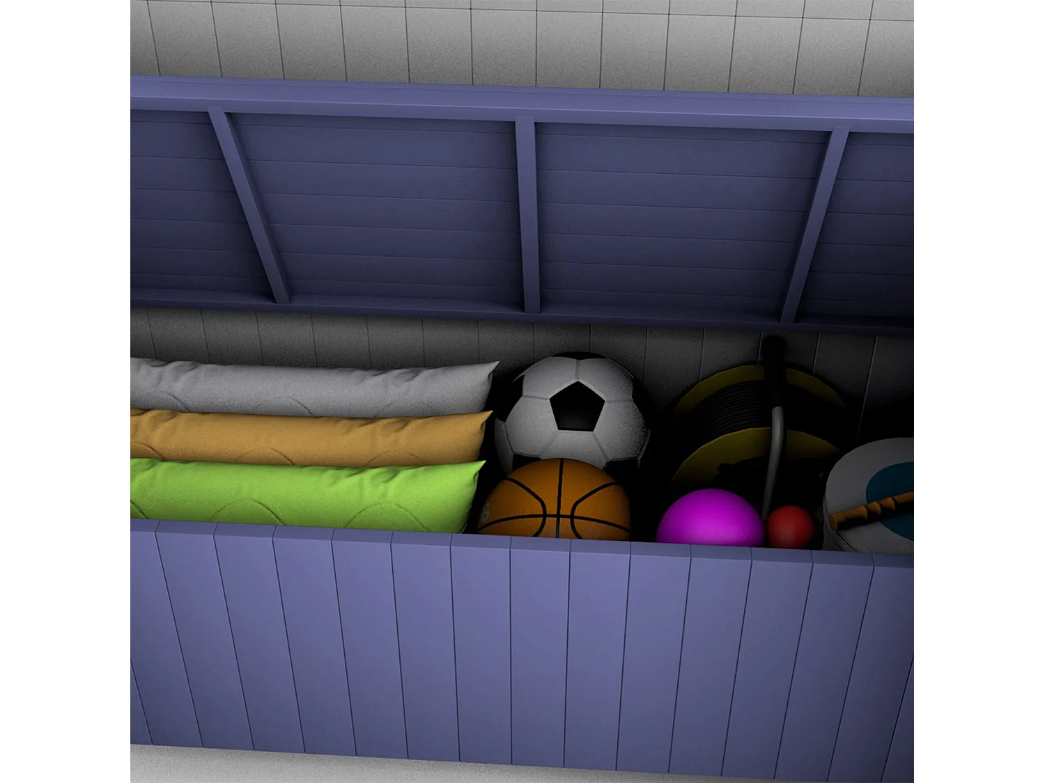 Banc de Jardin en Bois Coffre de Rangement Abribus Gardiun Alice Purple 75x137x223 cm