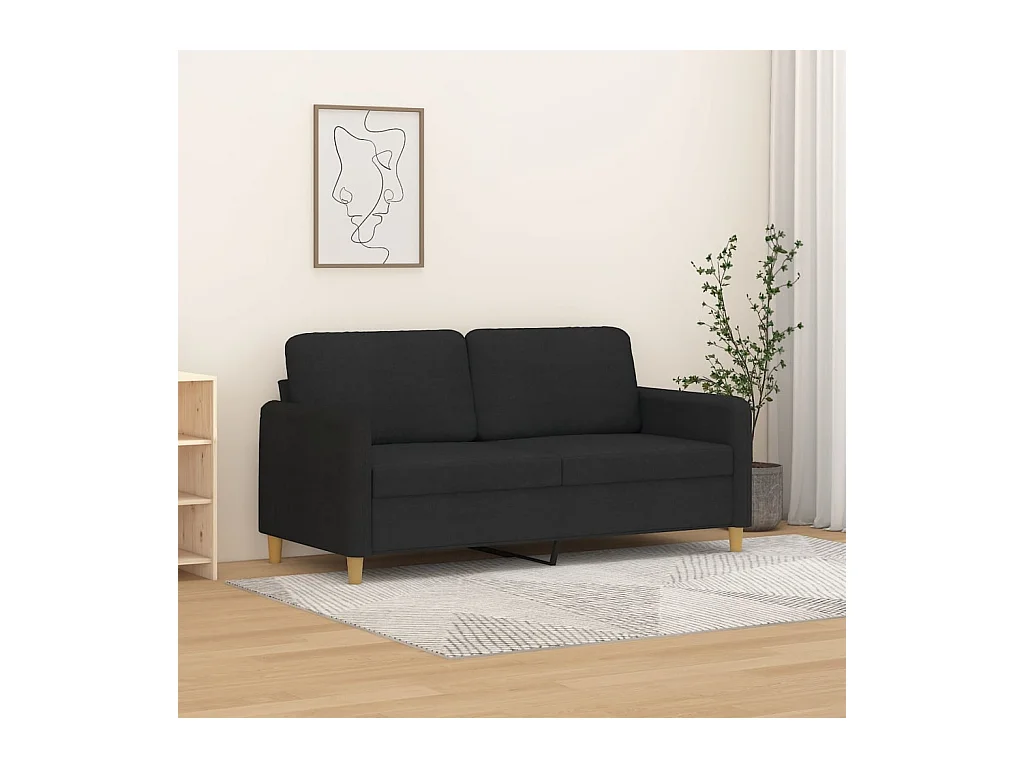 Canapé à 2 places Noir 140 cm Tissu