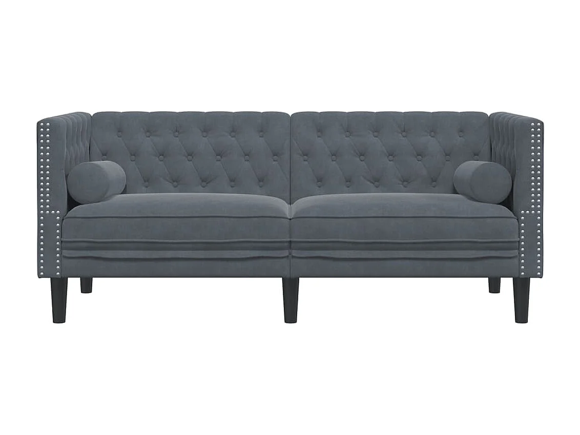 Canapé Chesterfield avec traversins 2 places gris foncé velours