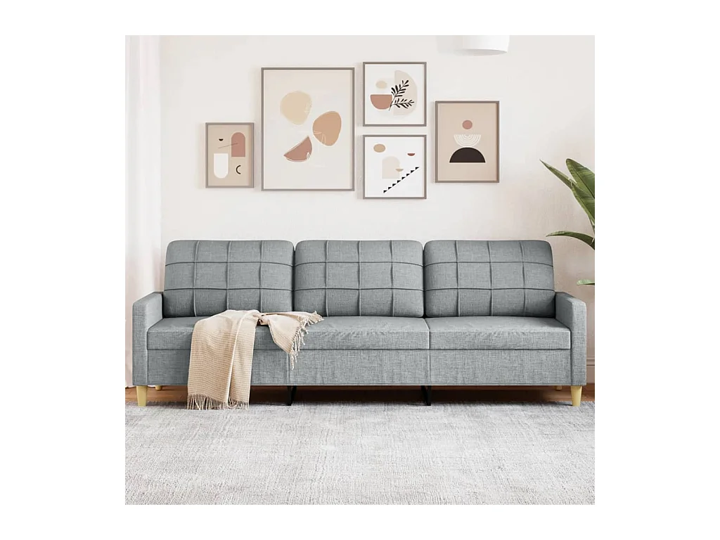 Canapé à 3 places Gris clair 210 cm Tissu