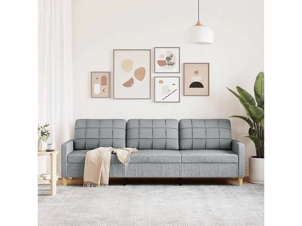Canapé à 3 places Gris clair 210 cm Tissu