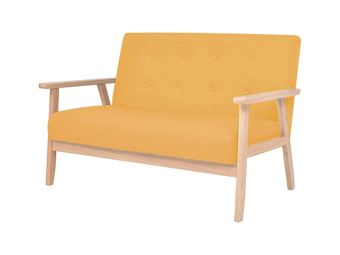 Canapé à 2 places Tissu Jaune
