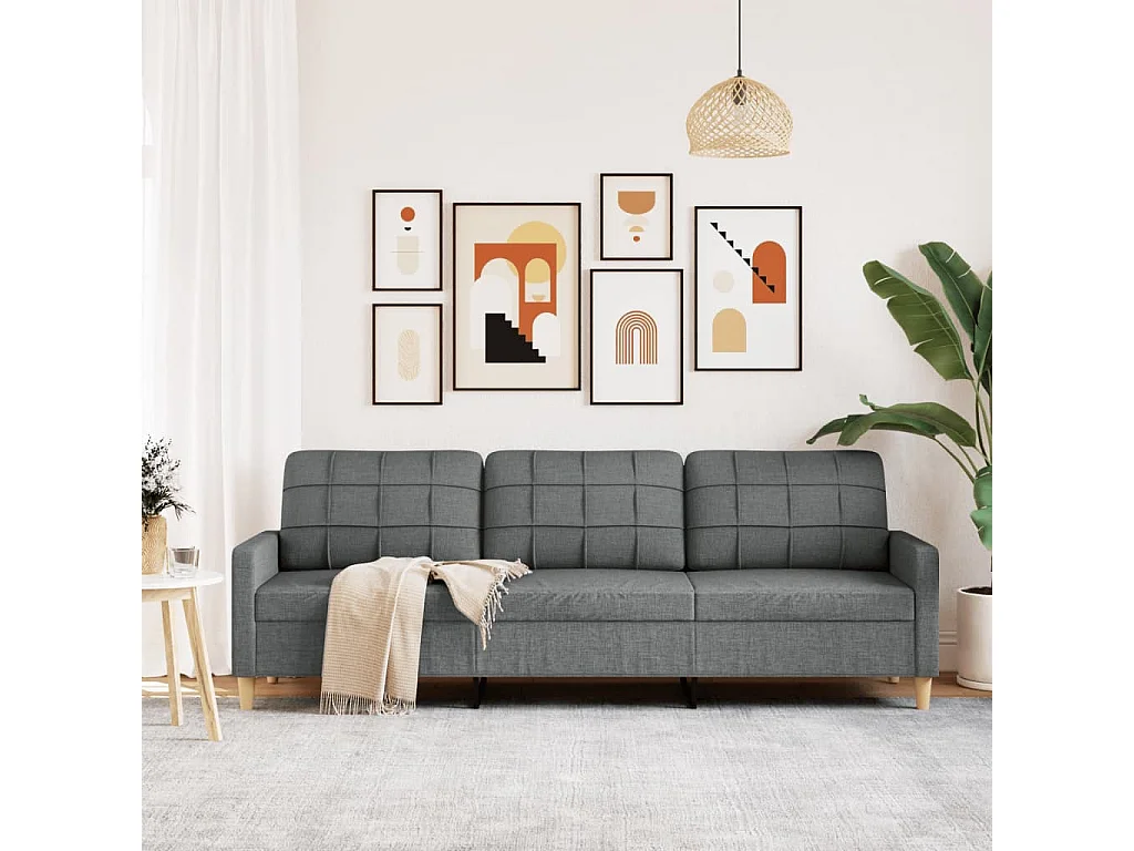 Driezitsbank 210 cm stof donkergrijs