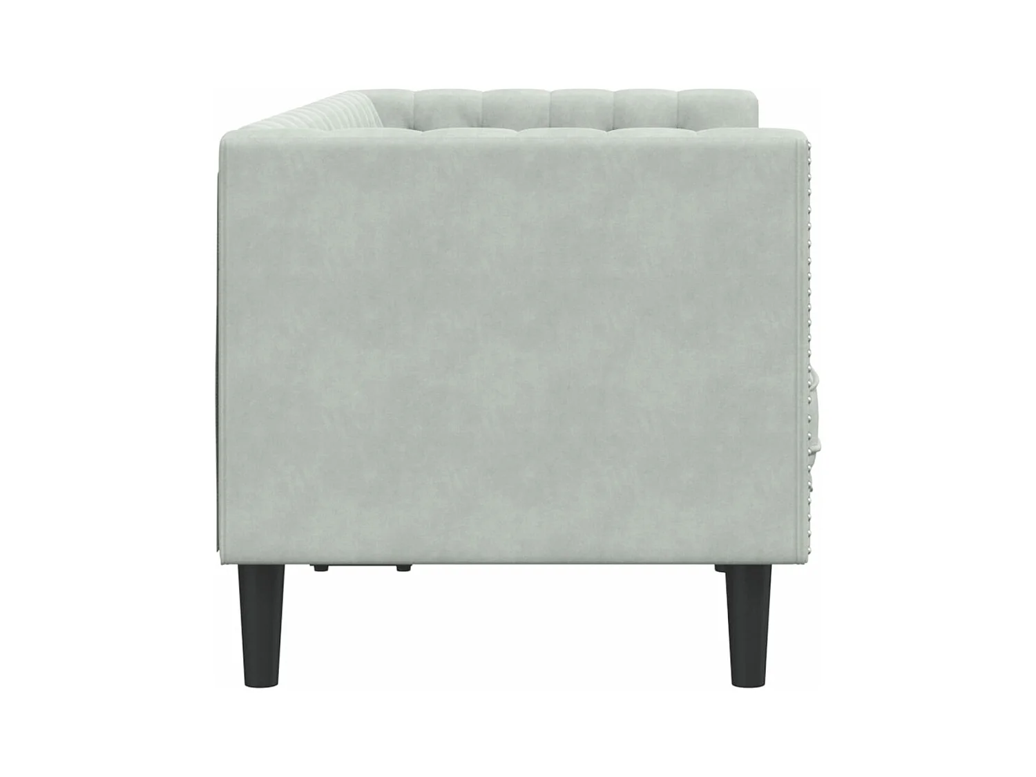 Canapé Chesterfield avec traversins 2 places gris clair velours