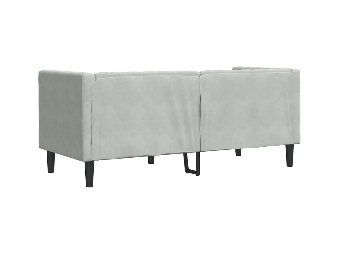 Canapé Chesterfield avec traversins 2 places gris clair velours