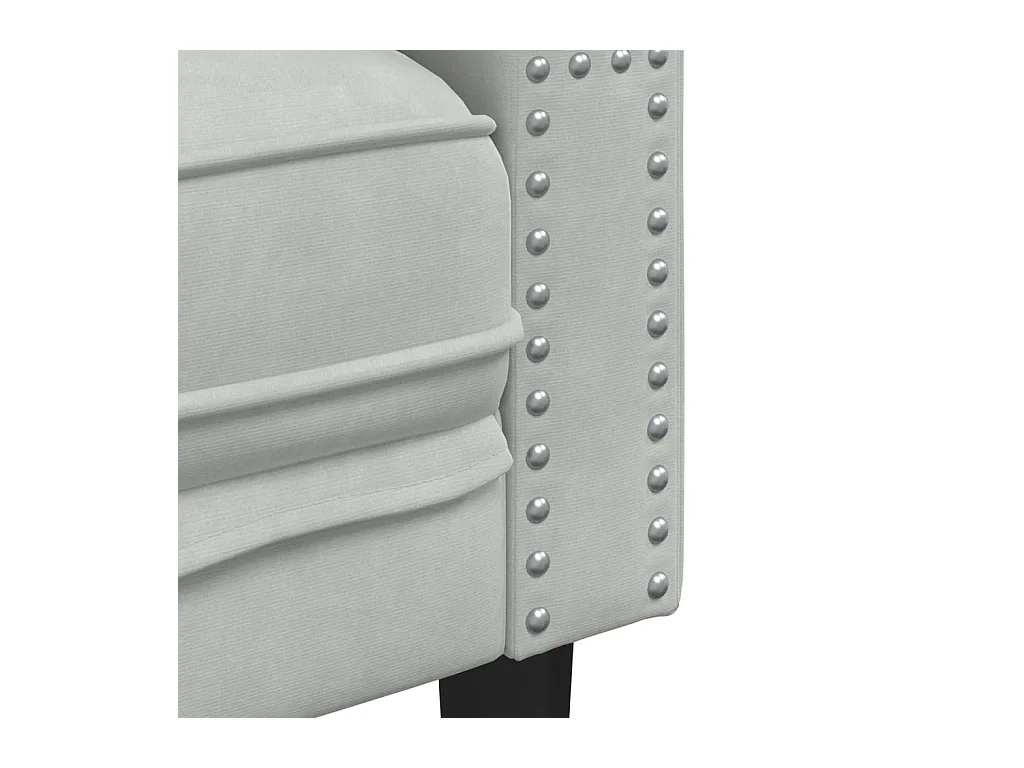 Canapé Chesterfield avec traversins 2 places gris clair velours