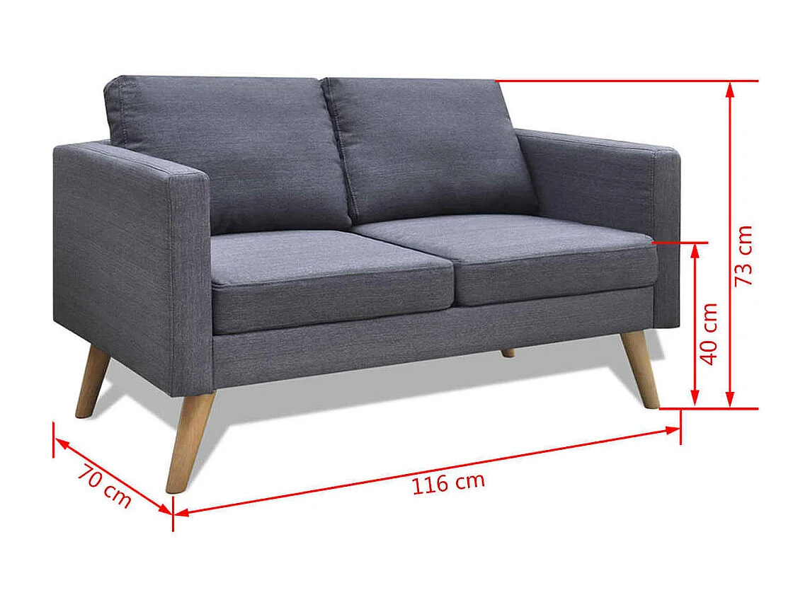 Canapé à 2 places Tissu Gris foncé