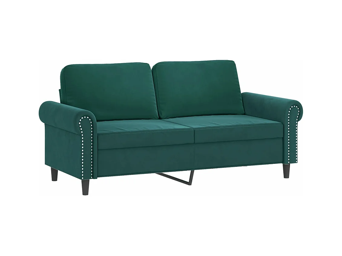 Canapé 2 places avec oreillers vert foncé 140 cm velours