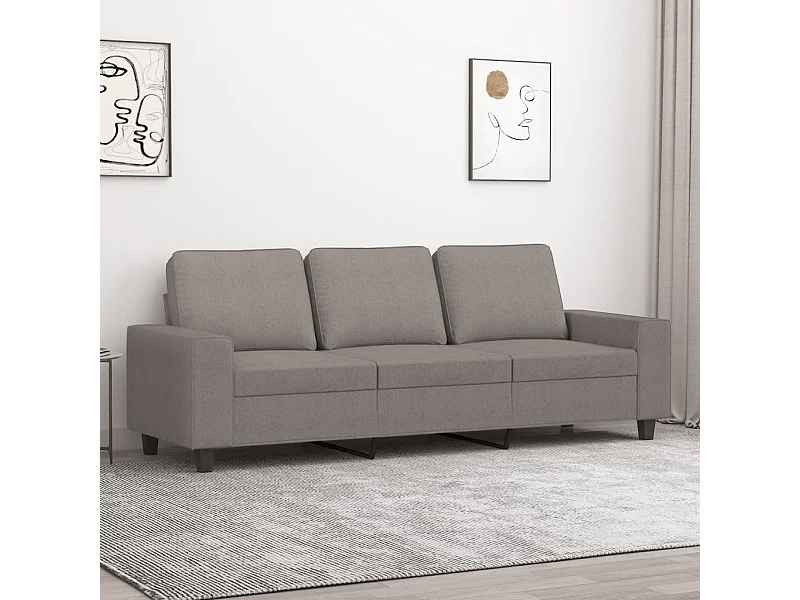 Sofá de 3 lugares tecido 180 cm cinzento-acastanhado