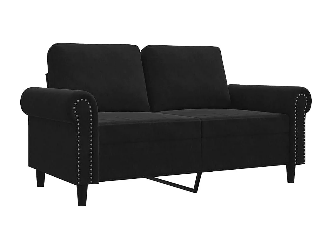 Sofá de 2 lugares veludo 120 cm preto