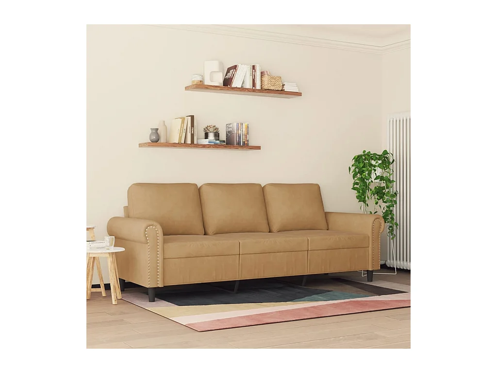 Canapé à 3 places Marron 180 cm Velours