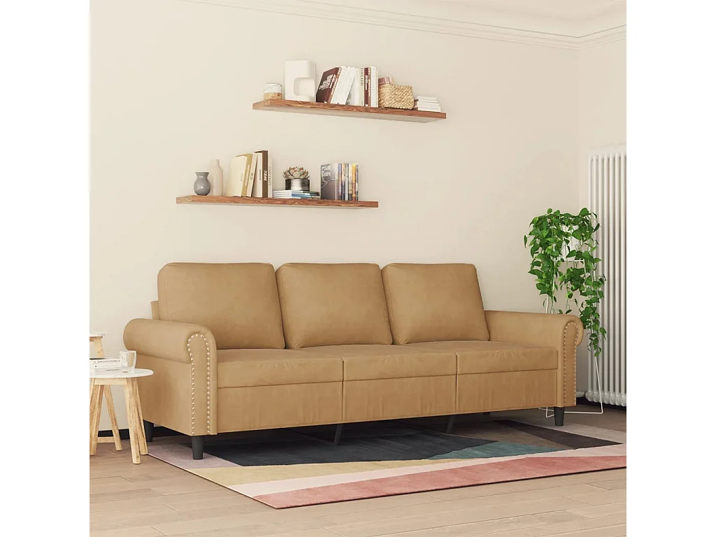 Canapé à 3 places Marron 180 cm Velours