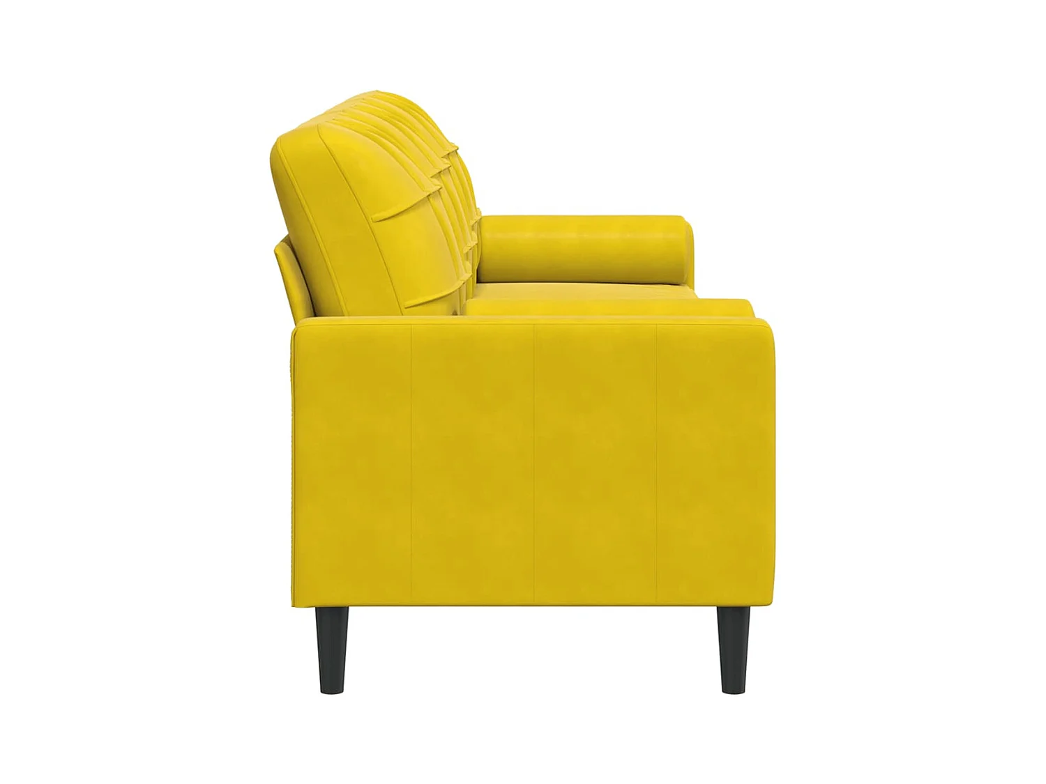 Canapé 3 places avec oreillers décoratifs jaune 210 cm velours