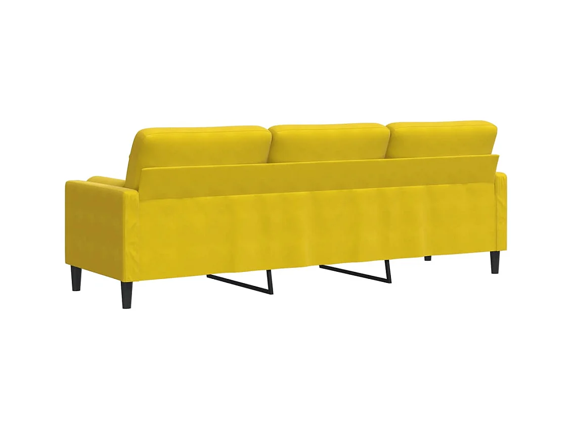 Canapé 3 places avec oreillers décoratifs jaune 210 cm velours