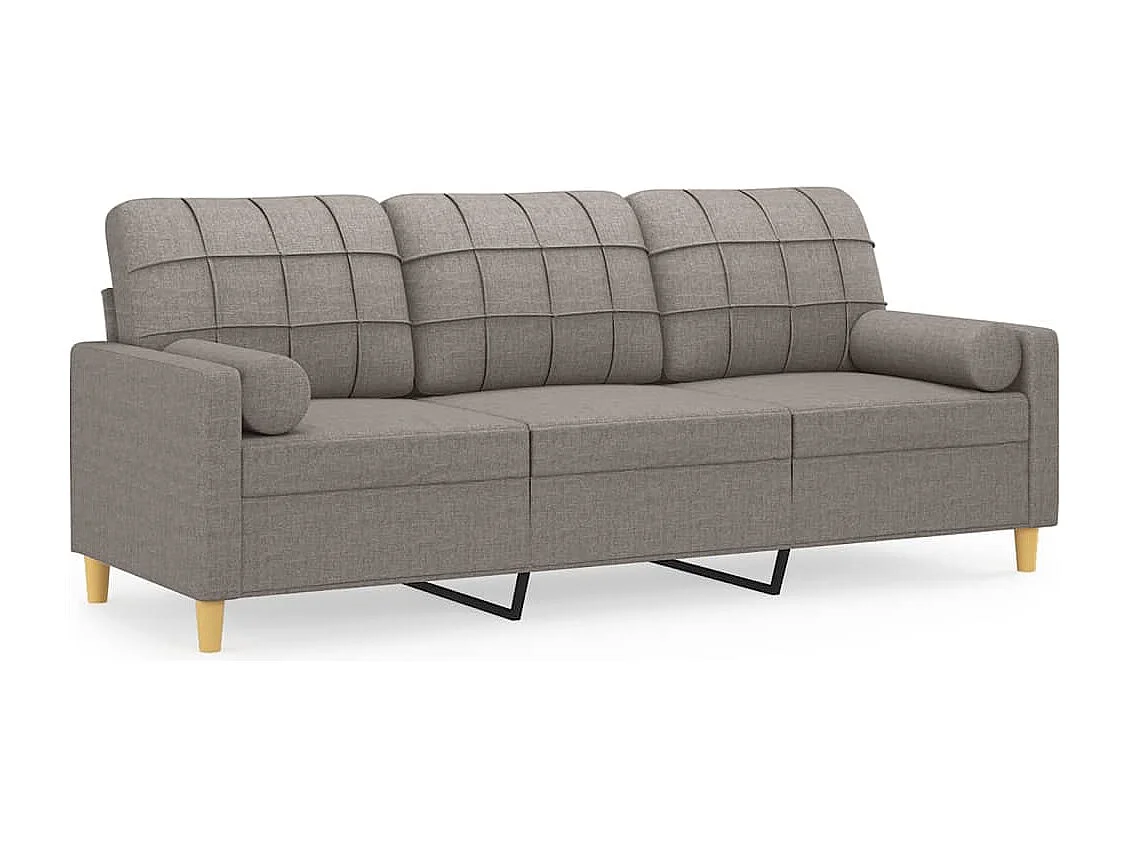 Canapé 3 places avec oreillers décoratifs taupe 180 cm tissu