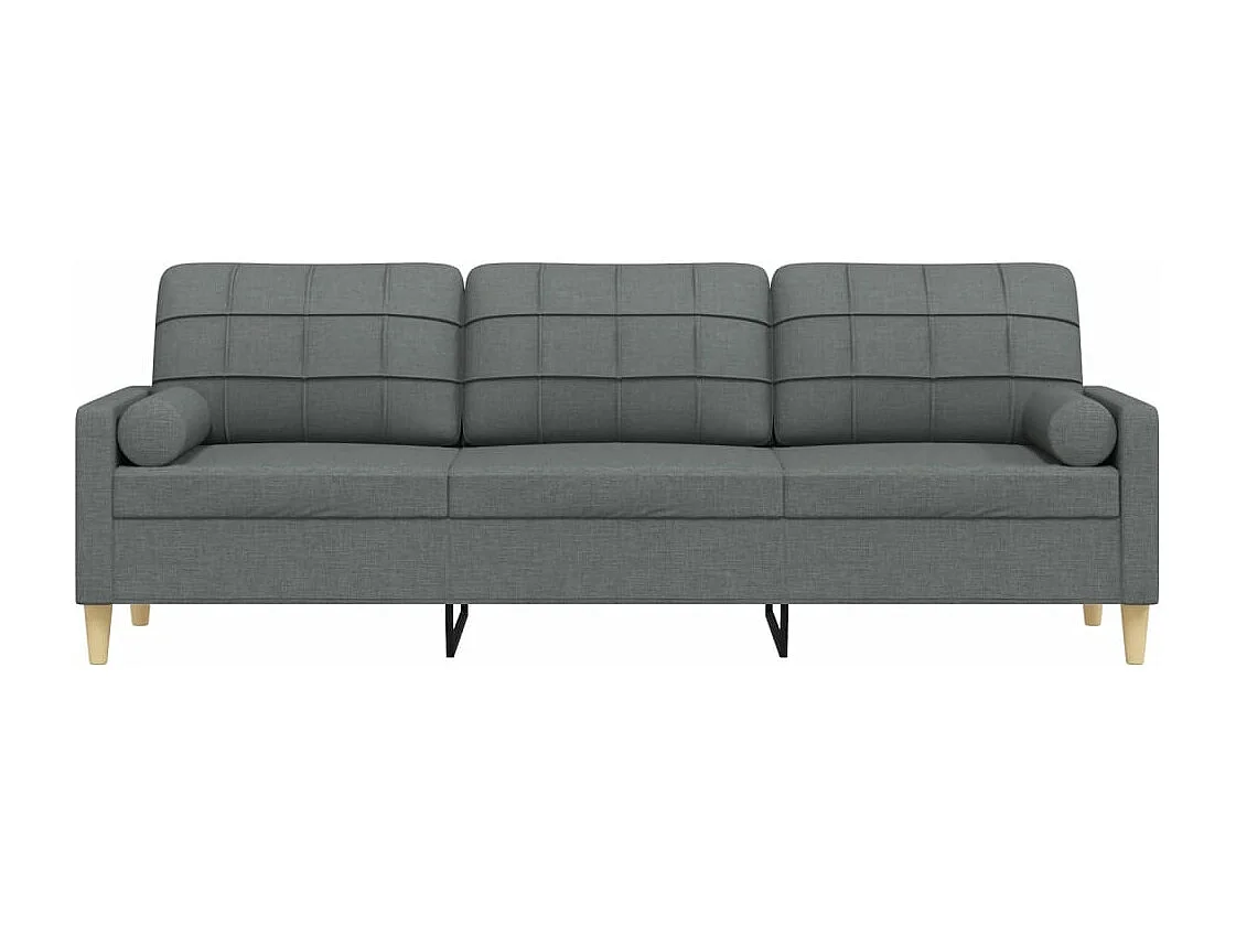 Canapé 3 places avec oreillers gris foncé 210 cm tissu