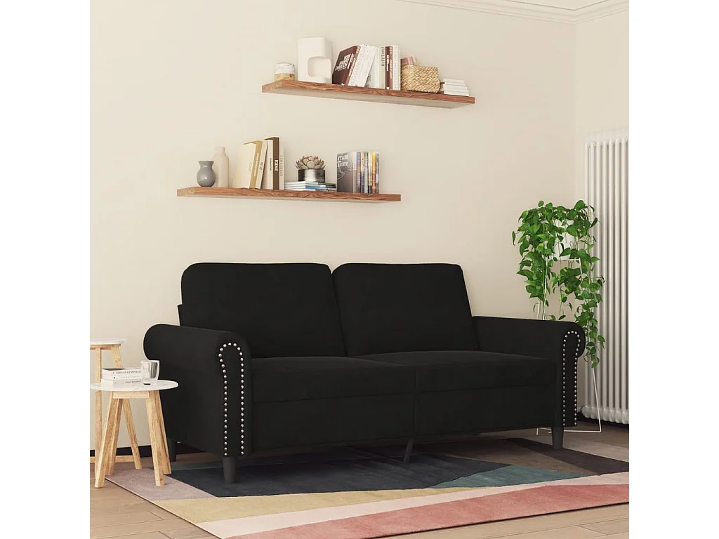 Canapé à 2 places Noir 140 cm Velours