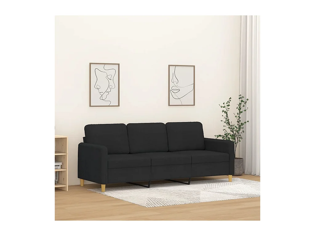 Canapé à 3 places Noir 180 cm Tissu