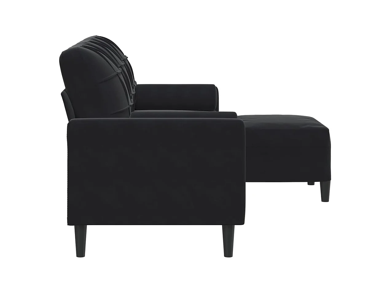 Canapé à 3 places avec repose-pieds Noir 180 cm Velours