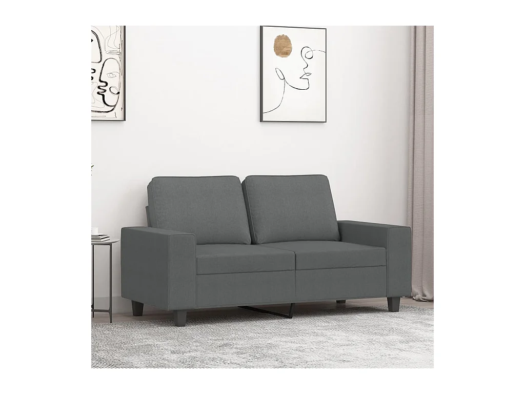 Canapé à 2 places Gris foncé 120 cm Tissu