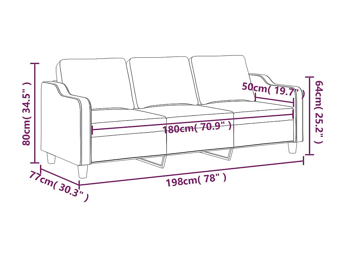 Driezitsbank 180 cm stof bruin