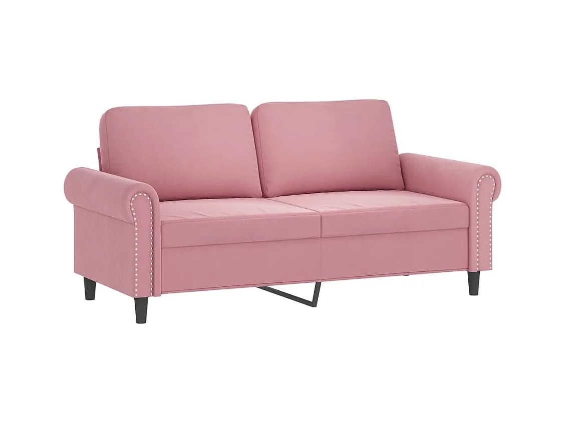 Sofá de 2 plazas con cojines terciopelo rosa 140 cm
