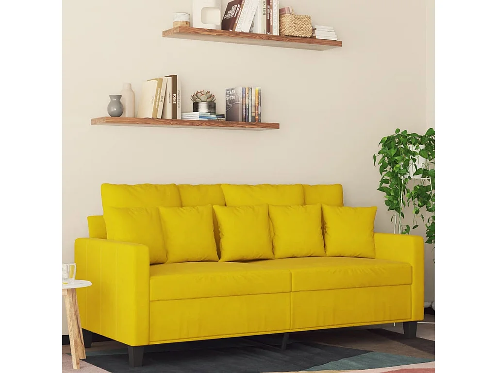 Canapé à 2 places Jaune 140 cm Velours