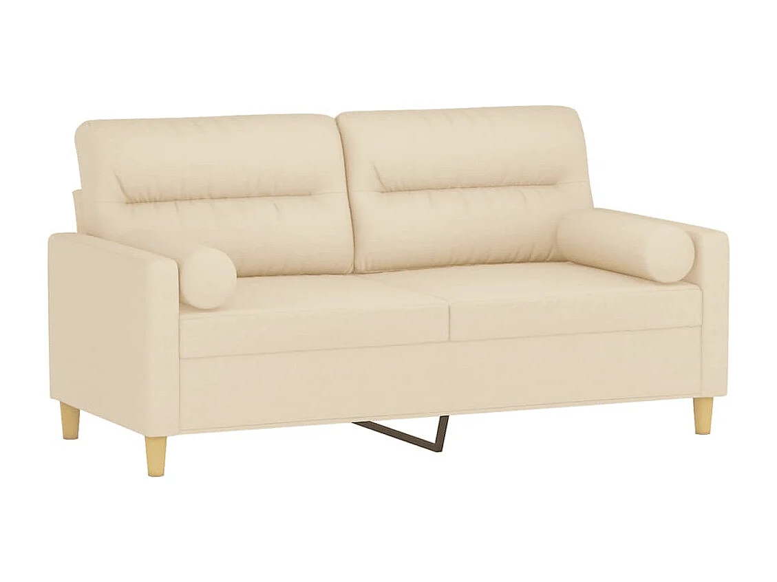 Canapé 2 places avec oreillers décoratifs crème 140 cm tissu