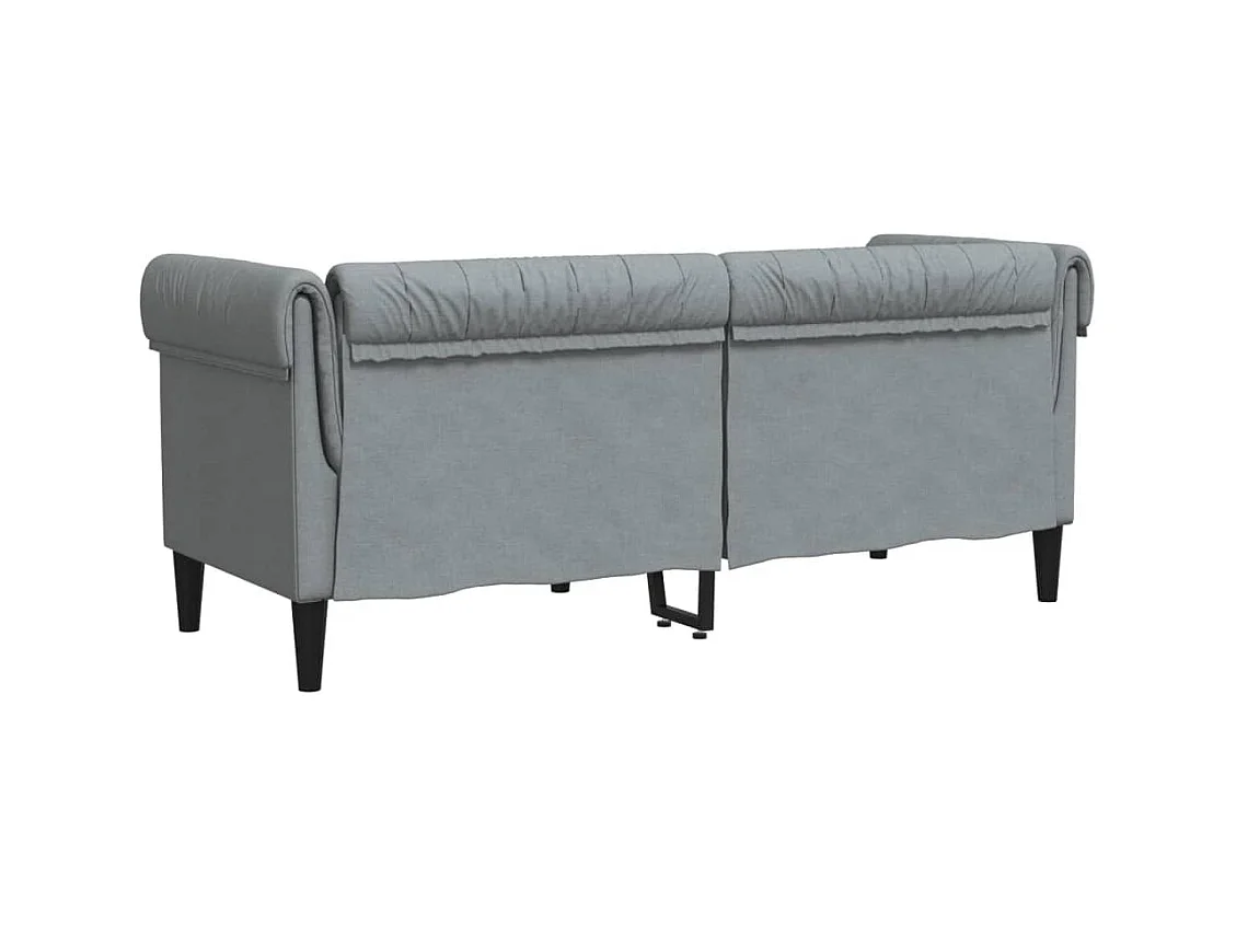 Canapé Chesterfield 2 places gris clair tissu
