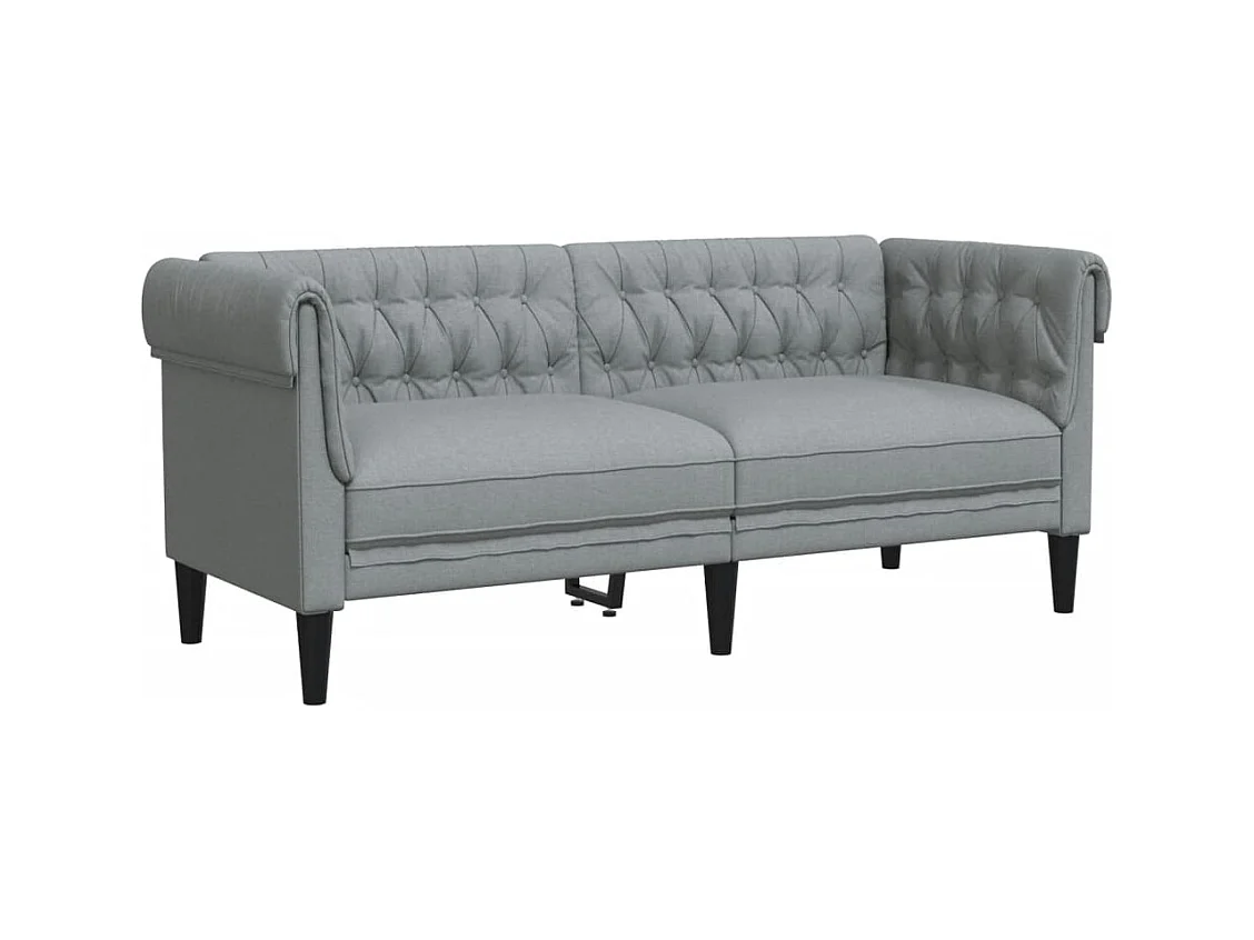 Canapé Chesterfield 2 places gris clair tissu