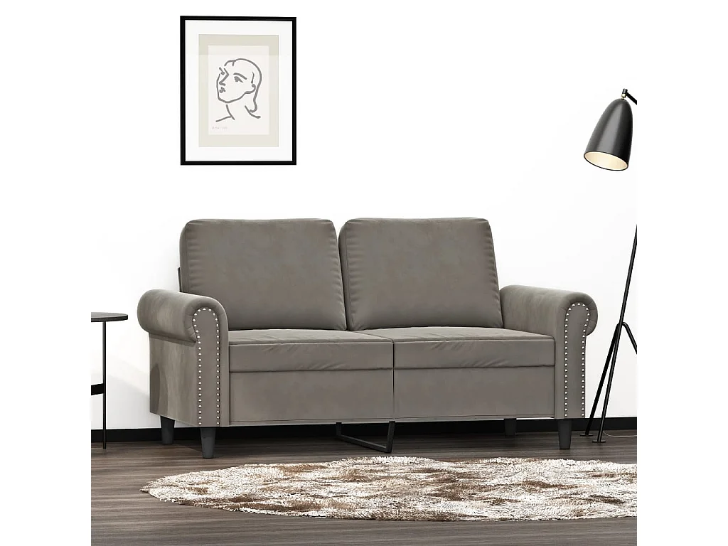 Canapé à 2 places Gris clair 120 cm Velours