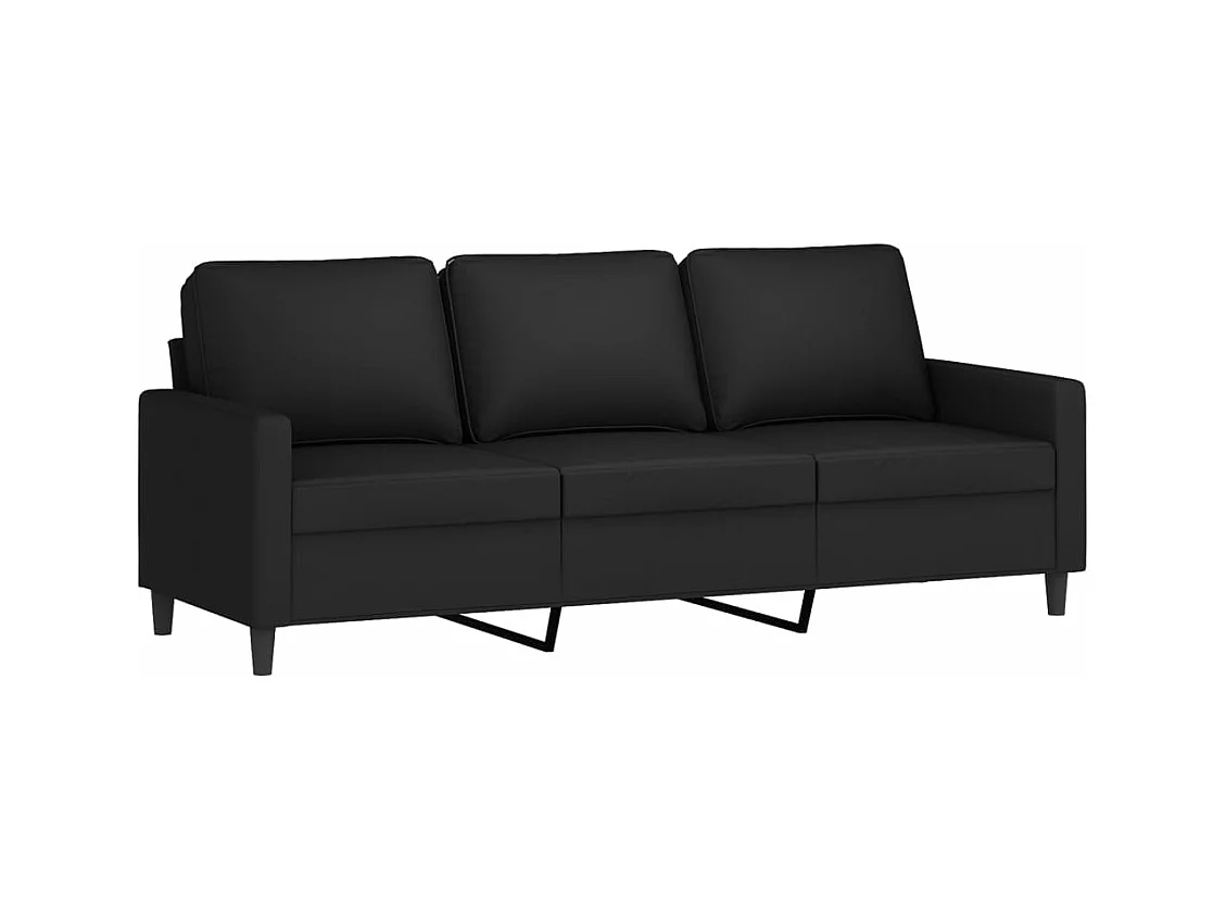 Canapé à 3 places avec repose-pieds Noir 180 cm Velours
