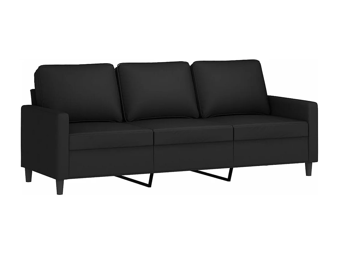 Sofá de 3 plazas con taburete de terciopelo negro 180 cm
