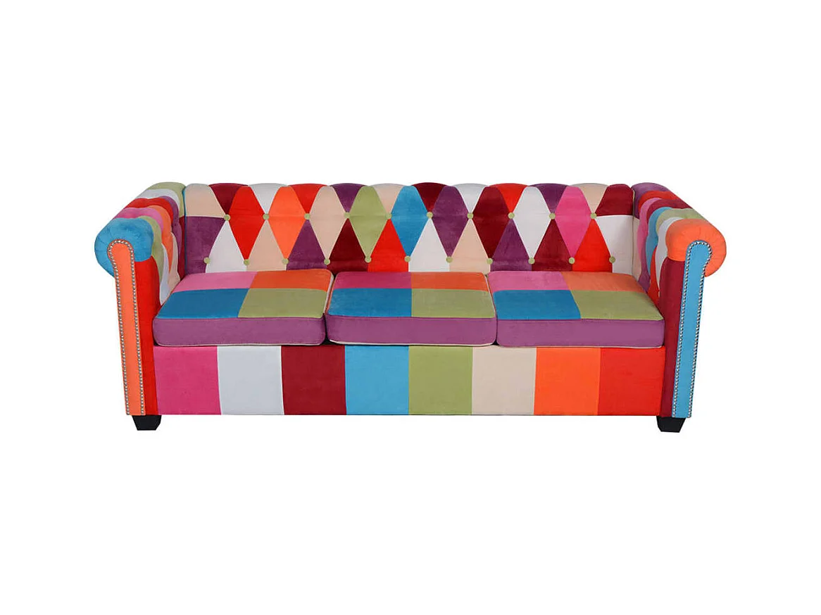 Canapé Chesterfield 3 places tissu